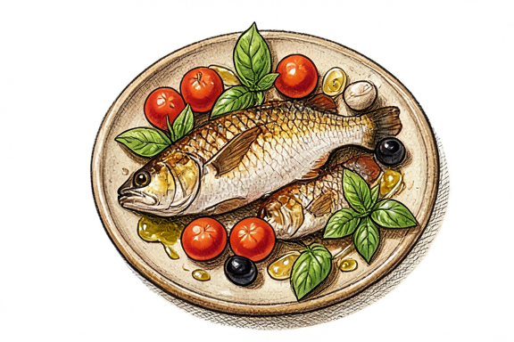 Air-Fryer-Branzino al Forno mit Kirschtomaten und Oliven