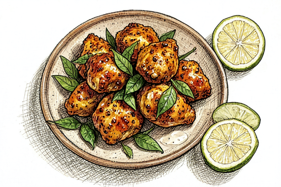 Air Fryer Chicken 65 mit Curryblättern