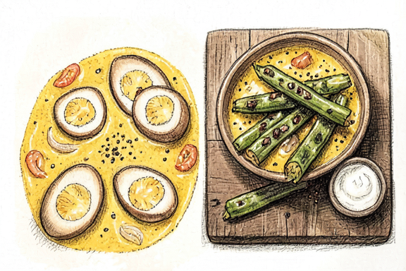 Air-Fryer-Eier-Curry mit frittierter Okra