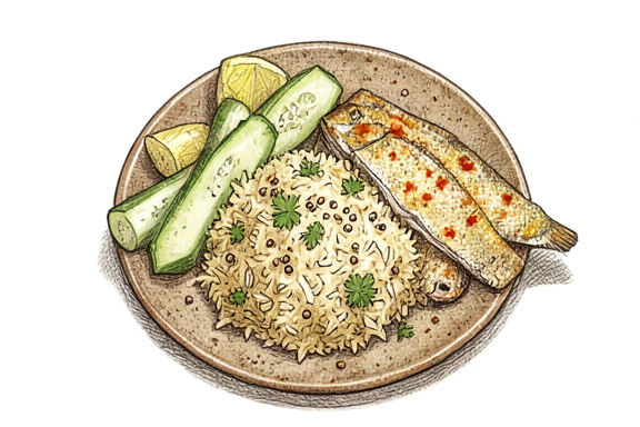 Air Fryer Fish Amritsari mit Zitronenreis