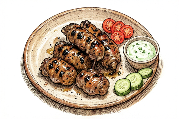 Lamm-Seekh-Kebab aus der Heißluftfritteuse mit Minzjoghurt