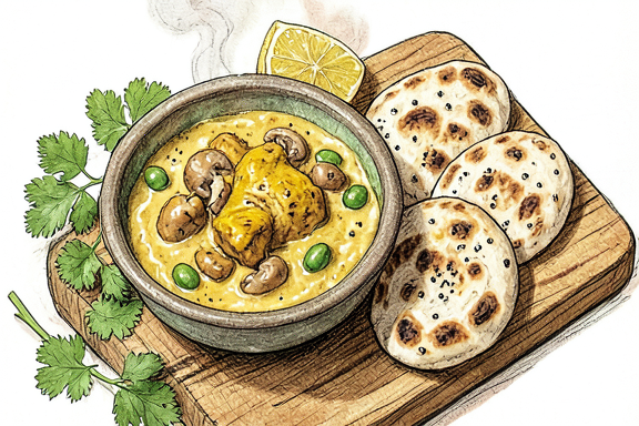 Air Fryer Pilz-Matar mit Naan