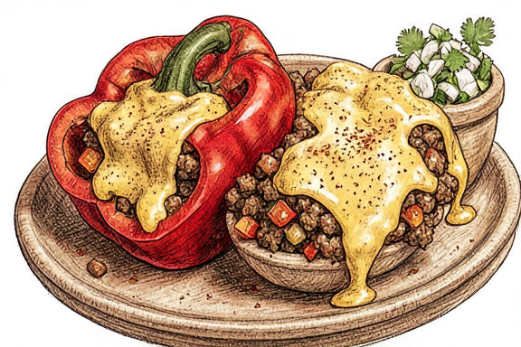 Picadillo-gefüllte Paprika aus der Heißluftfritteuse