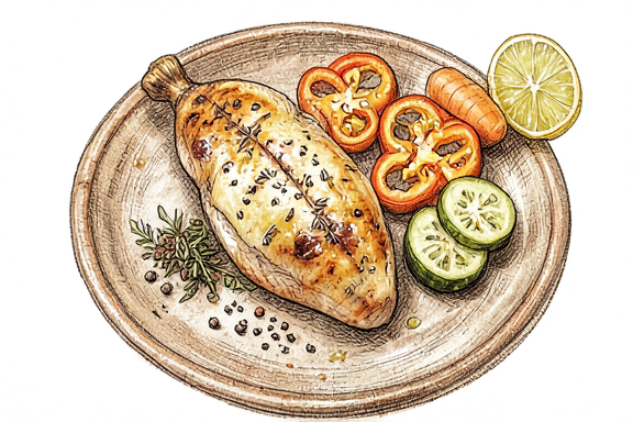 Air Fryer Hähnchenbrust mit Zitronen-Oregano-Gemüse