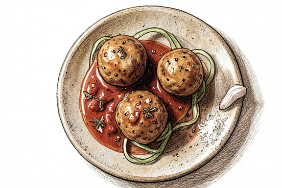 Air Fryer Polpette al Sugo mit Zucchininudeln