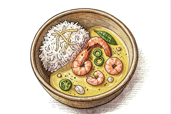 Garnelen-Moilee aus der Heißluftfritteuse mit Kokosreis