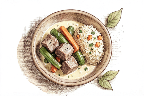 Blanquette de Veau mit Reis-Pilaf