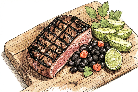 Carne Asada mit Nopales und Bohnen