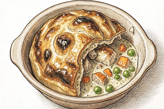Hähnchen-Pot Pie mit Blätterteigkruste