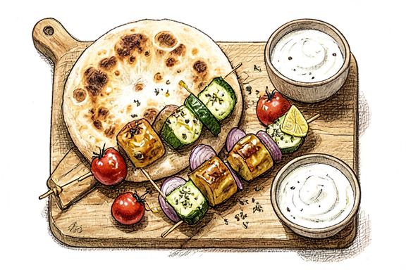 Zypriotische Halloumi-Gemüse-Spieße