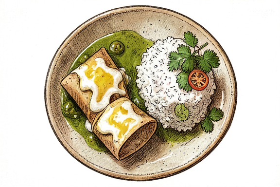 Enchiladas Suizas mit Reis