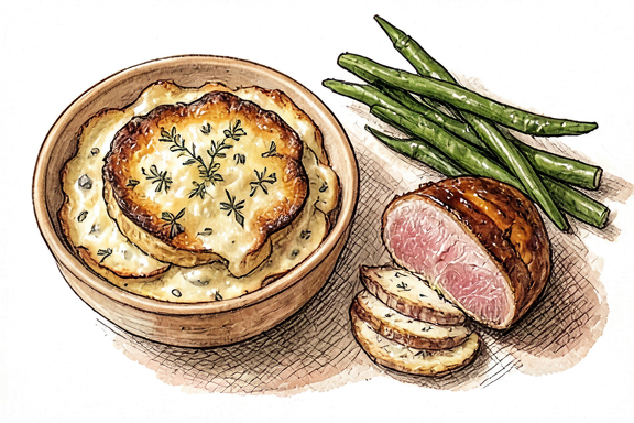 Gratin Dauphinois mit gebratener Entenbrust