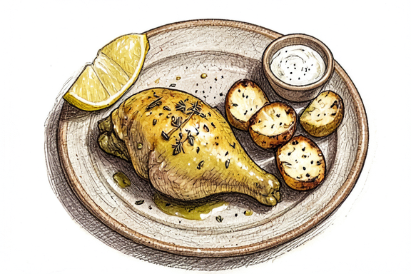 Griechisches Zitronenhähnchen mit Ofenkartoffeln aus der Heißluftfritteuse