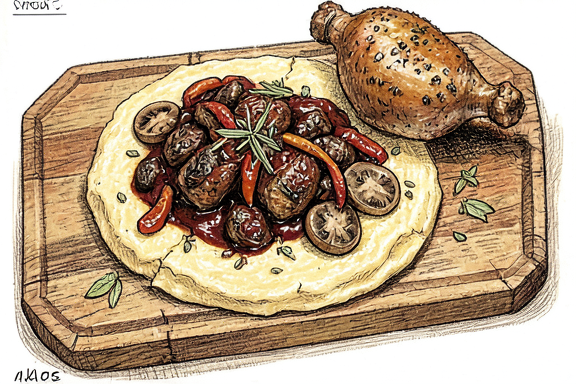Italienischer Hähnchen-Cacciatore mit Polenta