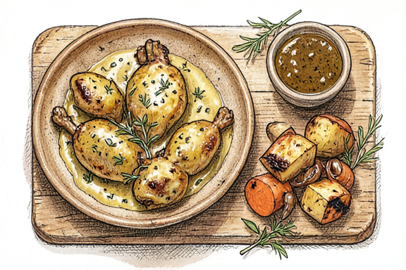 Lapin à la Moutarde mit Ofenkartoffeln