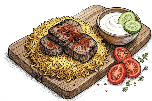 Libanesischer Rindfleisch-Shawarma mit Reis