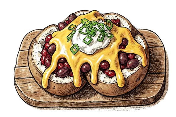 Gefüllte Ofenkartoffeln mit Chili, Käse und Sauerrahm