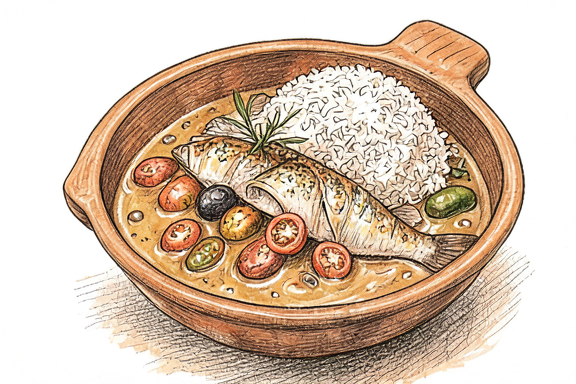 Fisch Veracruzana mit Reis