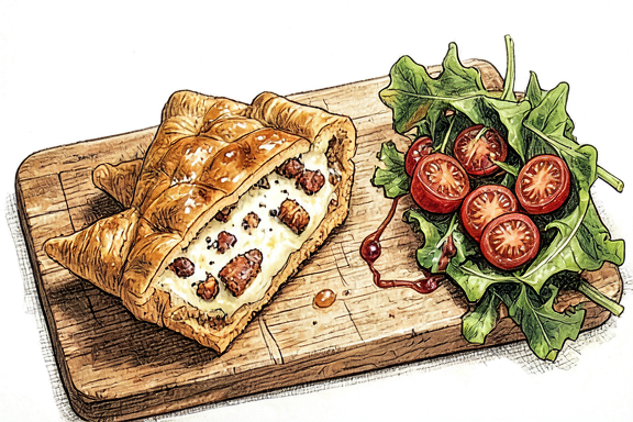 Quiche Lorraine mit gemischtem grünem Salat