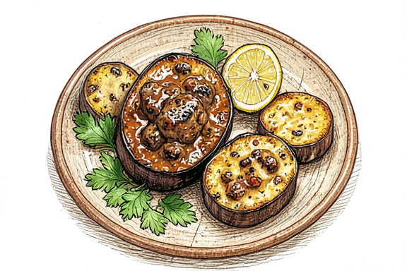 Türkische Lamm-Köfte mit Aubergine aus der Heißluftfritteuse